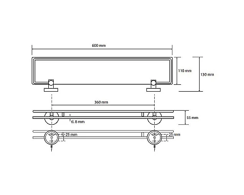 Приобрести Стеклянная полка Bemeta Omega 104102212 Хром в магазине сантехники Santeh-Crystal.ru