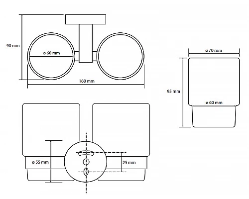 Приобрести Стакан для зубных щеток Bemeta Omega 104110022 двойной Хром в магазине сантехники Santeh-Crystal.ru