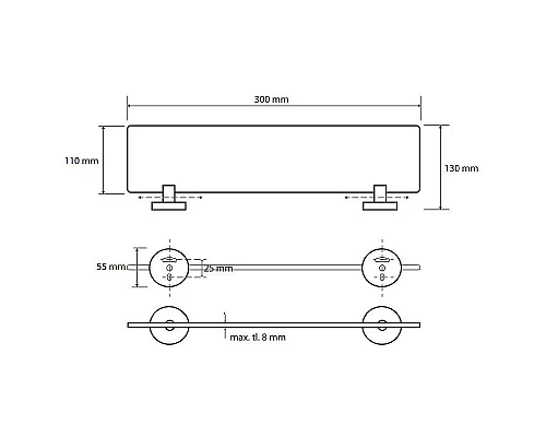 Купить Стеклянная полка Bemeta Omega 104122042 Хром в магазине сантехники Santeh-Crystal.ru