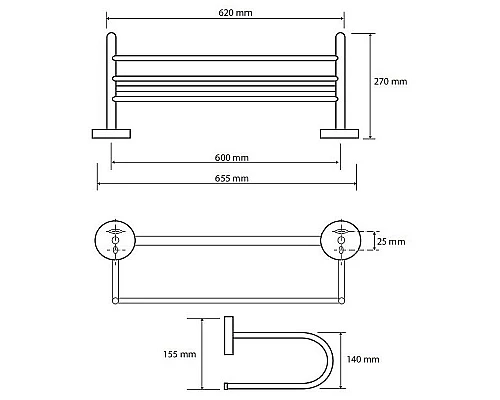 Заказать Полка для полотенец Bemeta Omega 104205172 Хром в магазине сантехники Santeh-Crystal.ru