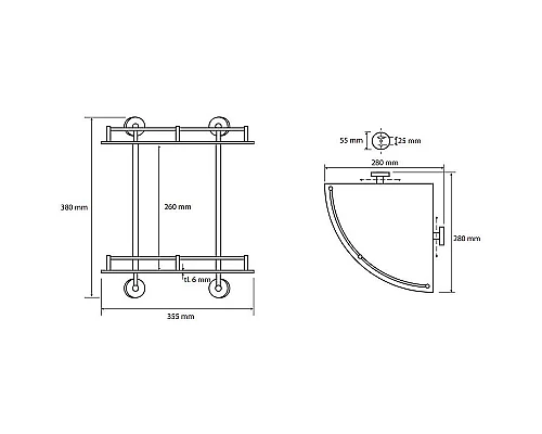 Заказать Стеклянная полка Bemeta Omega 104202142 угловая Хром в магазине сантехники Santeh-Crystal.ru
