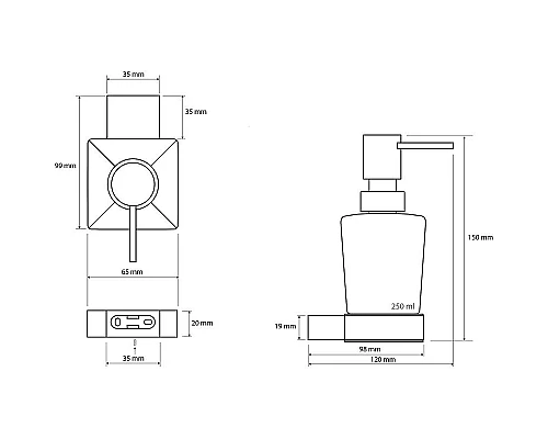 Приобрести Дозатор для жидкого мыла Bemeta Via 135009042 Хром в магазине сантехники Santeh-Crystal.ru