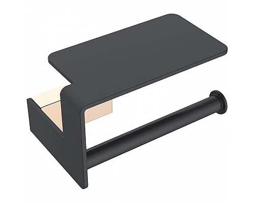 Заказать Держатель туалетной бумаги Boheme Q 10941-G-B с полочкой Черный Золото в магазине сантехники Santeh-Crystal.ru