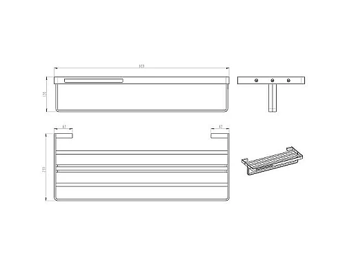 Купить Полка для полотенец Boheme Q 10947-B Черная в магазине сантехники Santeh-Crystal.ru