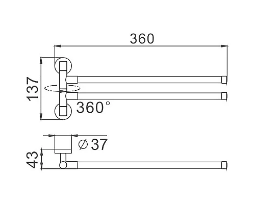 Приобрести Полотенцедержатель Haiba HB112 поворотный Хром в магазине сантехники Santeh-Crystal.ru