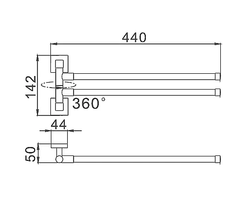Приобрести Полотенцедержатель Haiba HB8612 поворотный Хром в магазине сантехники Santeh-Crystal.ru