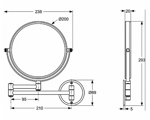 Купить Косметическое зеркало Ideal Standard IOM A9111AA Хром в магазине сантехники Santeh-Crystal.ru