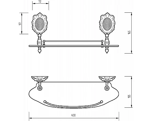 Приобрести Стеклянная полка Migliore Cleopatra 16637 Бронза в магазине сантехники Santeh-Crystal.ru