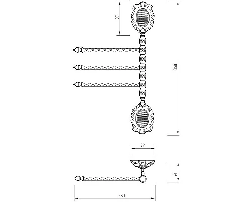 Приобрести Полотенцедержатель Migliore Cleopatra 16700 поворотный Золото в магазине сантехники Santeh-Crystal.ru