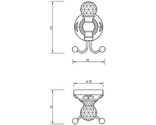 Купить Двойной крючок Migliore Cristalia 16806 Хром с кристаллом Swarovski в магазине сантехники Santeh-Crystal.ru