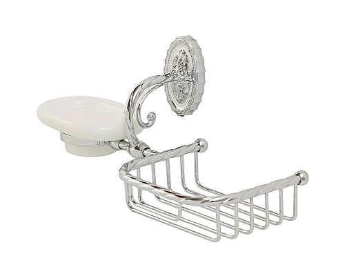 Купить Мыльница с полкой корзиной Migliore Edera 16921 Хром в магазине сантехники Santeh-Crystal.ru