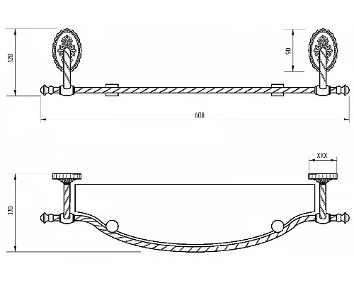 Купить Стеклянная полка Migliore Edera 16922 Хром в магазине сантехники Santeh-Crystal.ru