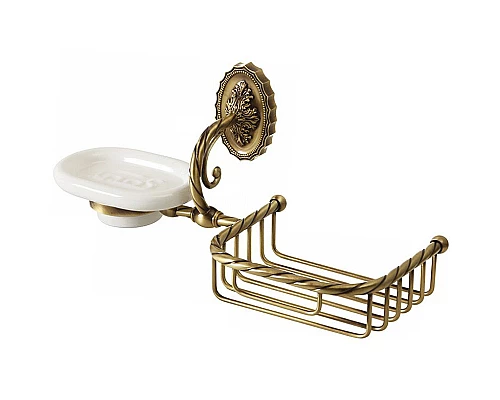 Приобрести Мыльница с полкой корзиной Migliore Edera 16897 Бронза в магазине сантехники Santeh-Crystal.ru