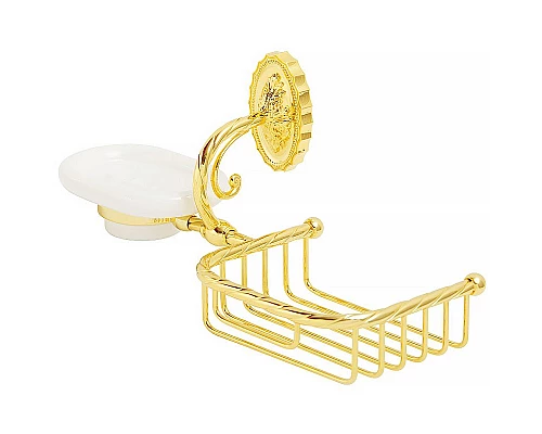 Приобрести Мыльница с полкой корзиной Migliore Edera 16945 Золото в магазине сантехники Santeh-Crystal.ru