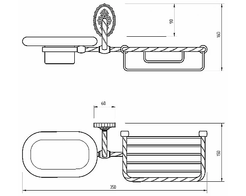 Приобрести Мыльница с полкой корзиной Migliore Edera 16945 Золото в магазине сантехники Santeh-Crystal.ru