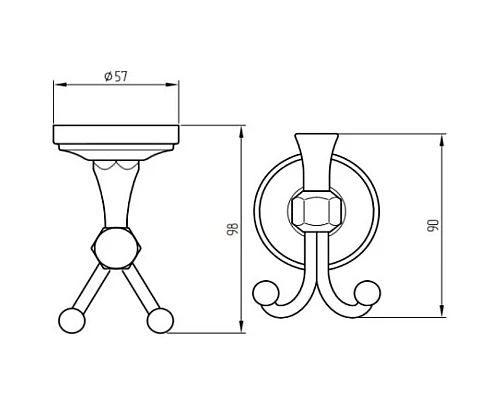 Заказать Двойной крючок Migliore Fortuna 27711 Золото в магазине сантехники Santeh-Crystal.ru