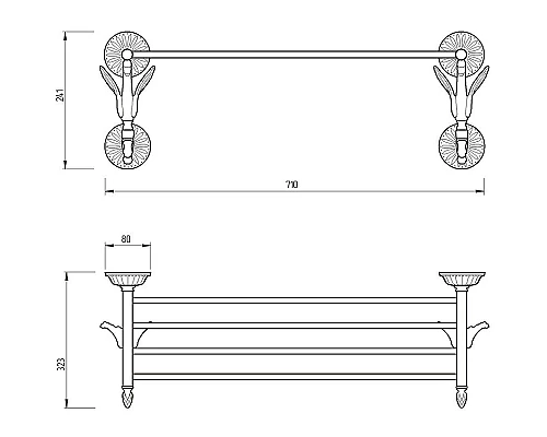 Купить Полка для полотенец Migliore Luxor 26127 Золото в магазине сантехники Santeh-Crystal.ru