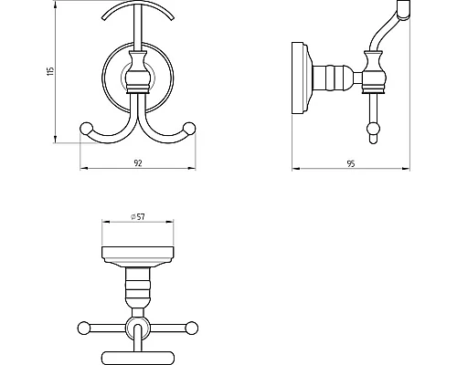 Купить Тройной крючок Migliore Mirella 17364 Медь в магазине сантехники Santeh-Crystal.ru