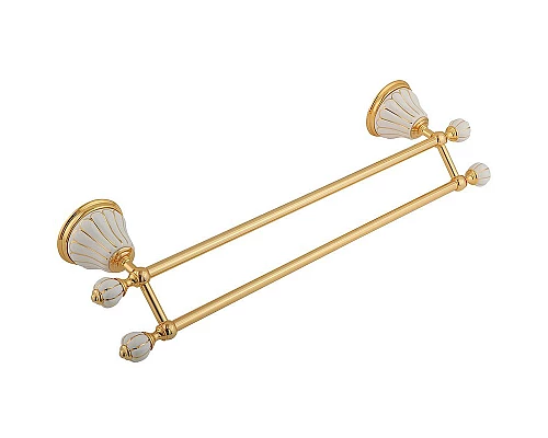 Приобрести Полотенцедержатель Migliore Olivia 17532 двойной Золото Белый в магазине сантехники Santeh-Crystal.ru