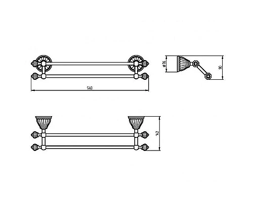 Приобрести Полотенцедержатель Migliore Olivia 17532 двойной Золото Белый в магазине сантехники Santeh-Crystal.ru