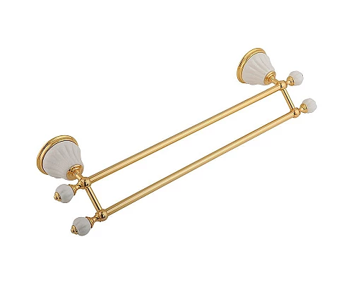 Купить Полотенцедержатель Migliore Olivia 17470 двойной Золото Белый в магазине сантехники Santeh-Crystal.ru
