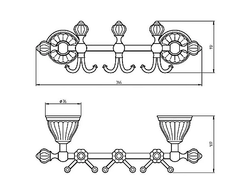 Приобрести Вешалка для полотенец Migliore Olivia 17463 Золото Белая в магазине сантехники Santeh-Crystal.ru