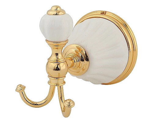 Приобрести Двойной крючок Migliore Olivia 17461 Золото Белый в магазине сантехники Santeh-Crystal.ru