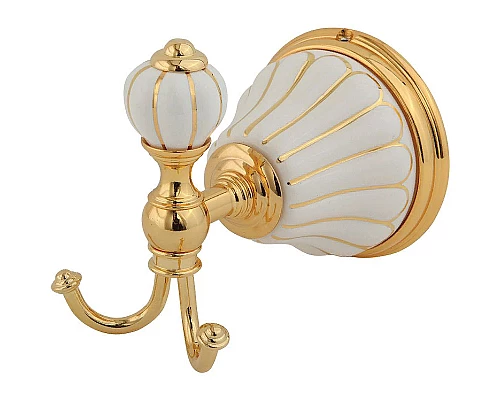 Заказать Двойной крючок Migliore Olivia 17523 Золото Белый в магазине сантехники Santeh-Crystal.ru