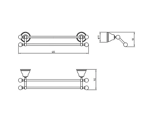 Купить Полотенцедержатель Migliore Provance 17633 двойной Бронза в магазине сантехники Santeh-Crystal.ru