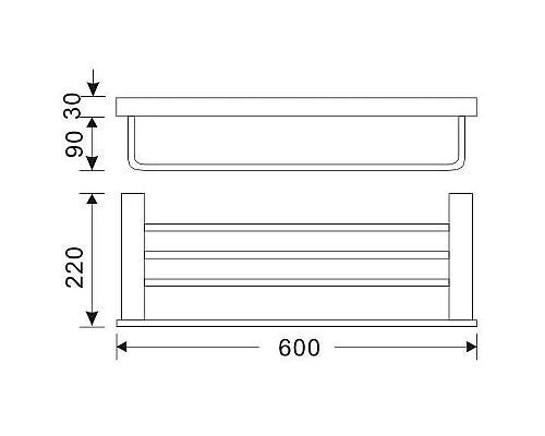 Приобрести Полка для полотенец Orans P-7201 7201000 Черная матовая в магазине сантехники Santeh-Crystal.ru
