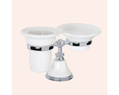 Приобрести Стакан для зубных щеток с мыльницей TW Harmony TWHA141bi/cr Хром в магазине сантехники Santeh-Crystal.ru