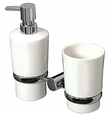 Дозатор для жидкого мыла WasserKRAFT K-28289 со стаканом для зубных щеток Хром Белый