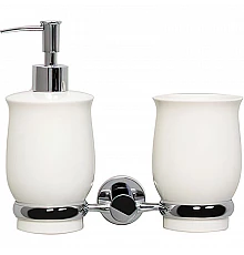 Дозатор для жидкого мыла WasserKRAFT K-24289 со стаканом для зубных щеток Хром Белый