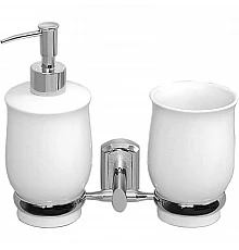 Дозатор для жидкого мыла WasserKRAFT K-24189 со стаканом для зубных щеток Хром Белый