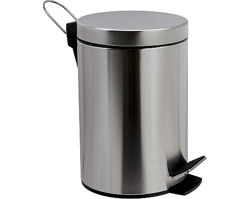 Купить Ведро для мусора WasserKRAFT Ammer K-665 5 л Хром матовый в магазине сантехники Santeh-Crystal.ru