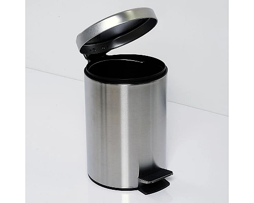 Купить Ведро для мусора WasserKRAFT Ammer K-665 5 л Хром матовый в магазине сантехники Santeh-Crystal.ru
