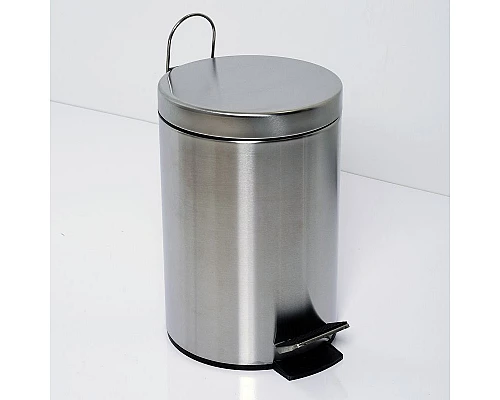 Купить Ведро для мусора WasserKRAFT Ammer K-665 5 л Хром матовый в магазине сантехники Santeh-Crystal.ru