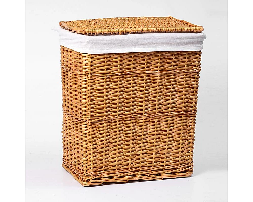 Приобрести Корзина для белья WasserKRAFT Ammer WB-370-M с крышкой Светло-коричневая в магазине сантехники Santeh-Crystal.ru