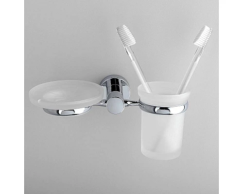 Приобрести Стакан для зубных щеток с мыльницей WasserKRAFT Donau K-9426 Хром в магазине сантехники Santeh-Crystal.ru