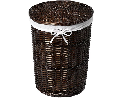 Приобрести Корзина для белья WasserKRAFT Elbе WB-740-M с крышкой Темно-коричневая в магазине сантехники Santeh-Crystal.ru