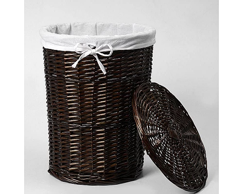 Приобрести Корзина для белья WasserKRAFT Elbе WB-740-M с крышкой Темно-коричневая в магазине сантехники Santeh-Crystal.ru