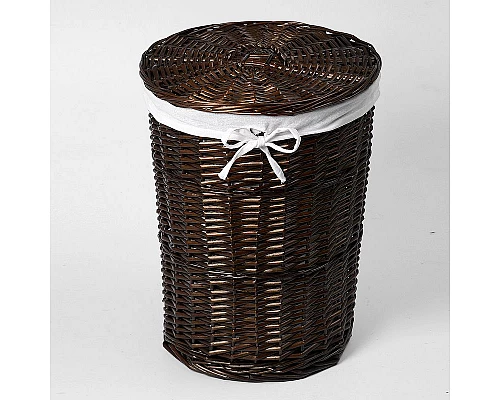 Приобрести Корзина для белья WasserKRAFT Elbе WB-740-M с крышкой Темно-коричневая в магазине сантехники Santeh-Crystal.ru