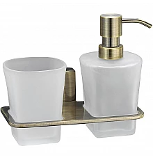 Дозатор для жидкого мыла WasserKRAFT Exter K-5289 со стаканом для зубных щеток Светлая бронза