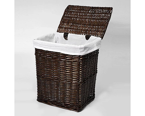 Купить Корзина для белья WasserKRAFT Isar WB-130-L с крышкой Темно-коричневая в магазине сантехники Santeh-Crystal.ru