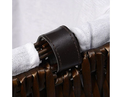 Купить Корзина для белья WasserKRAFT Isar WB-130-L с крышкой Темно-коричневая в магазине сантехники Santeh-Crystal.ru