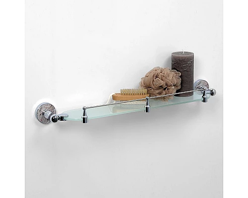 Заказать Стеклянная полка WasserKRAFT Nau K-7744 Хром в магазине сантехники Santeh-Crystal.ru