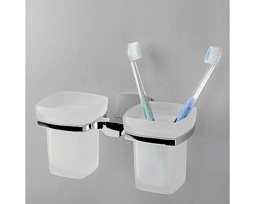 Заказать Стакан для зубных щеток WasserKRAFT Wern K-2528D двойной Хром в магазине сантехники Santeh-Crystal.ru