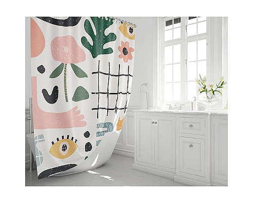 Купить Шторка для ванны Fixsen Design Summer FX-2506 180х200 Белая с узорами в магазине сантехники Santeh-Crystal.ru