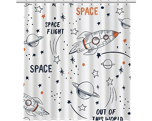 Приобрести Шторка для ванны Fixsen Design Space FX-2508 180х200 Белая с узорами в магазине сантехники Santeh-Crystal.ru