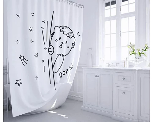 Заказать Шторка для ванны Fixsen Teddy Oops FX-2505 Белая Черная в магазине сантехники Santeh-Crystal.ru